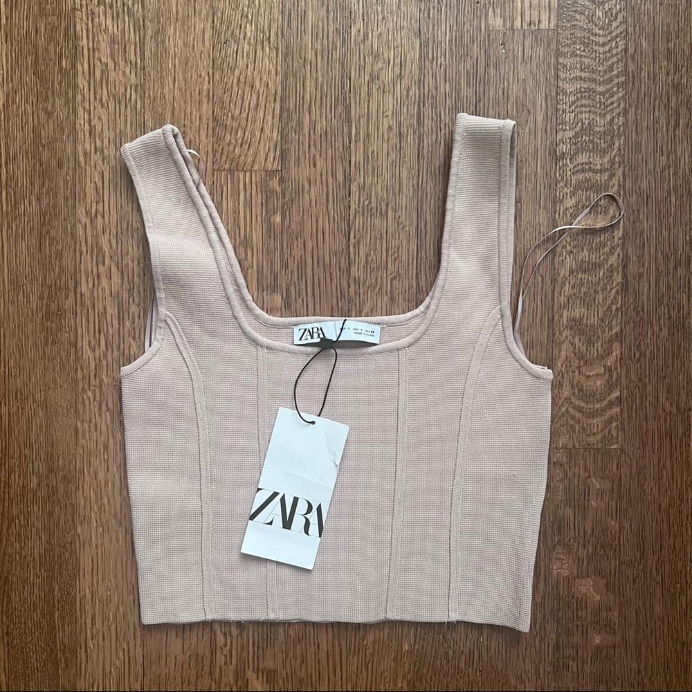 Zara tank crop top in tan